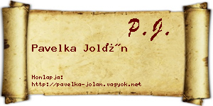 Pavelka Jolán névjegykártya