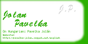 jolan pavelka business card